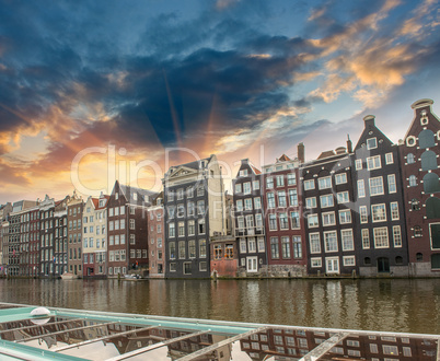 Amsterdam. Typical Dutch Homes over the canal