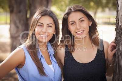 Two Mixed Race Twin Sisters Portrait