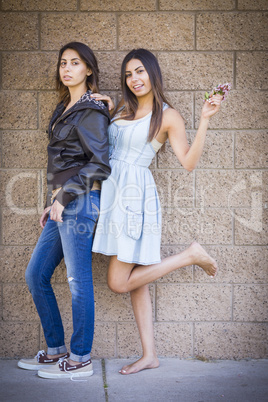 Two Mixed Race Twin Sisters Portrait