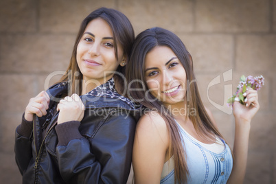 Two Mixed Race Twin Sisters Portrait