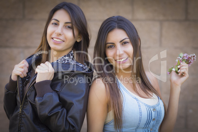 Two Mixed Race Twin Sisters Portrait