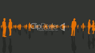 Business Man & Woman Silhouette - Gray and Orange