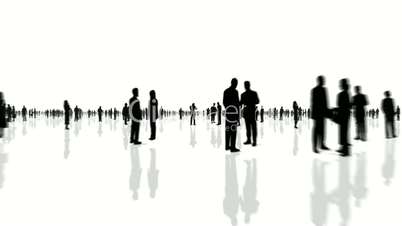 Business Man & Woman Silhouette (fast moving) - Black and White
