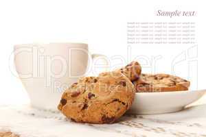 Chocolate cookies and a cup of coffee