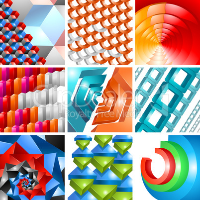 3d background abstract design set