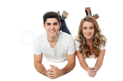 Young couple lying on the floor