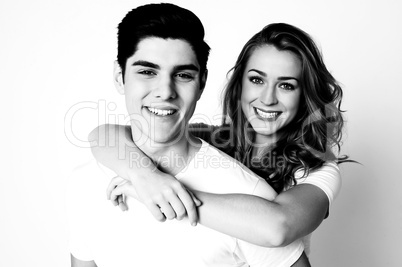 Black and white shot of young couple