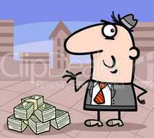 businessman with money cartoon illustration