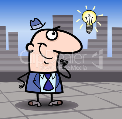 businessman with idea cartoon illustration