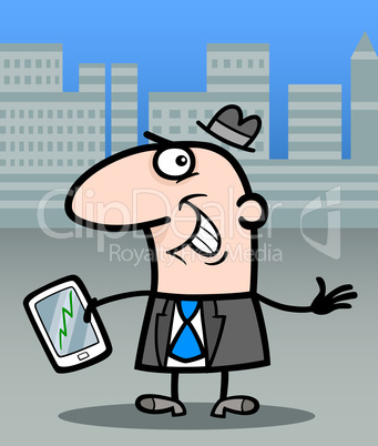 businessman with tablet pc cartoon illustration