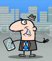 businessman with tablet pc cartoon illustration
