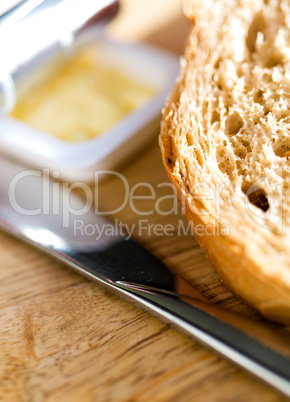 Bread and butter, closeup
