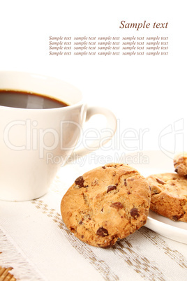 Chocolate cookies and a cup of coffee