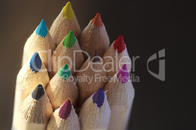 A stack of colored pencils