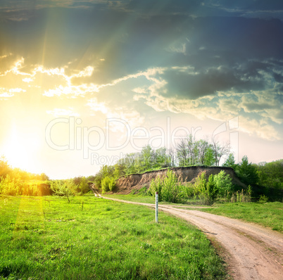 Country road and hillside