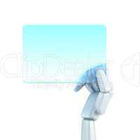 robot's hand hold blank business card