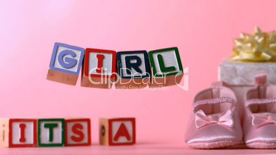 Its a girl message in letter blocks
