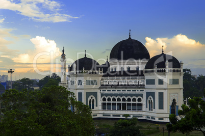 Medan's Great Mosque at Morning.