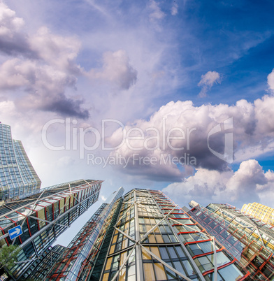 Terrific upward view of Modern Skyscrapers