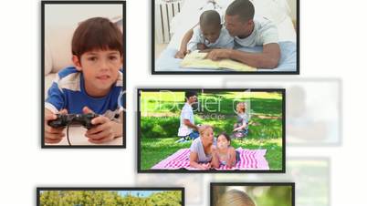Montage of family clips into frames