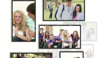 Montage of students clips into frames
