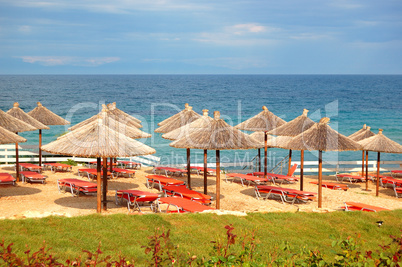 Beach at the modern luxury hotel, Halkidiki, Greece