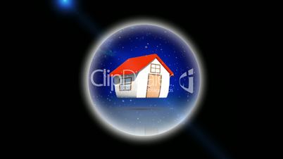 House in a snow globe animation