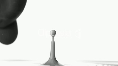 Finger splashing drop against white background