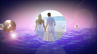 Romantic montage of couples at the beach