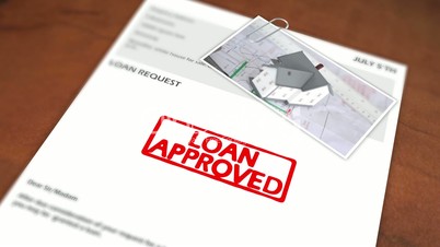 Animated stamp spelling out loan approved