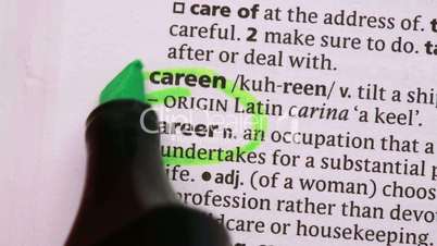 Career circled with green highlighter