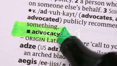 Advocacy highlighted in green