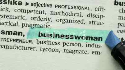 Businesswoman highlighted in blue