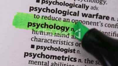 Psychology highlighted in green