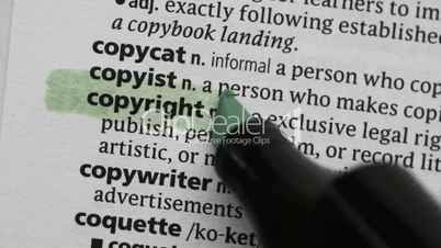 Copyright highlighted in green