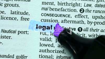 Legal highlighted in purple
