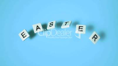 Plastic letters bouncing and spelling Easter