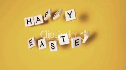 Plastic letters bouncing and spelling out Happy Easter