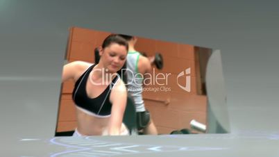 Montage of people working out at the gym