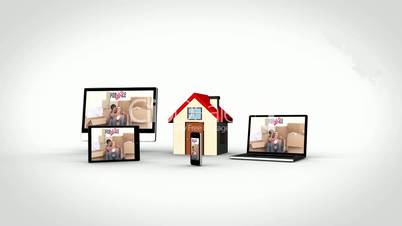 Montage of couples moving in displayed on various media devices