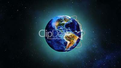 Globe earth rotating in space