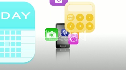 Application icons floating into smartphone