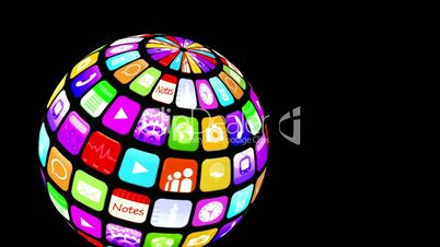 Application icons floating in sphere shape