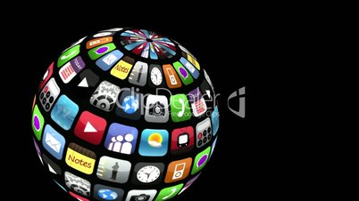 Application icons floating in a sphere shape