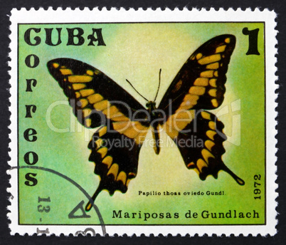 postage stamp cuba 1972 papilio thoas oviedo, butterfly