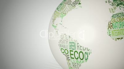 Globe of environment words spinning