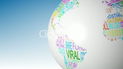 Globe of social media words spinning