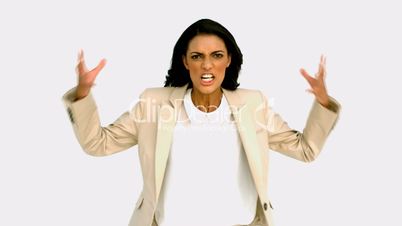 Businesswoman shouting with rage