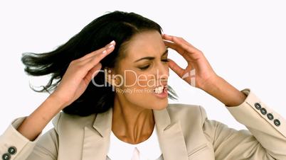 Businesswoman angrily shaking her head