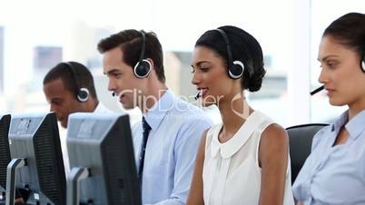 Business people at call centre